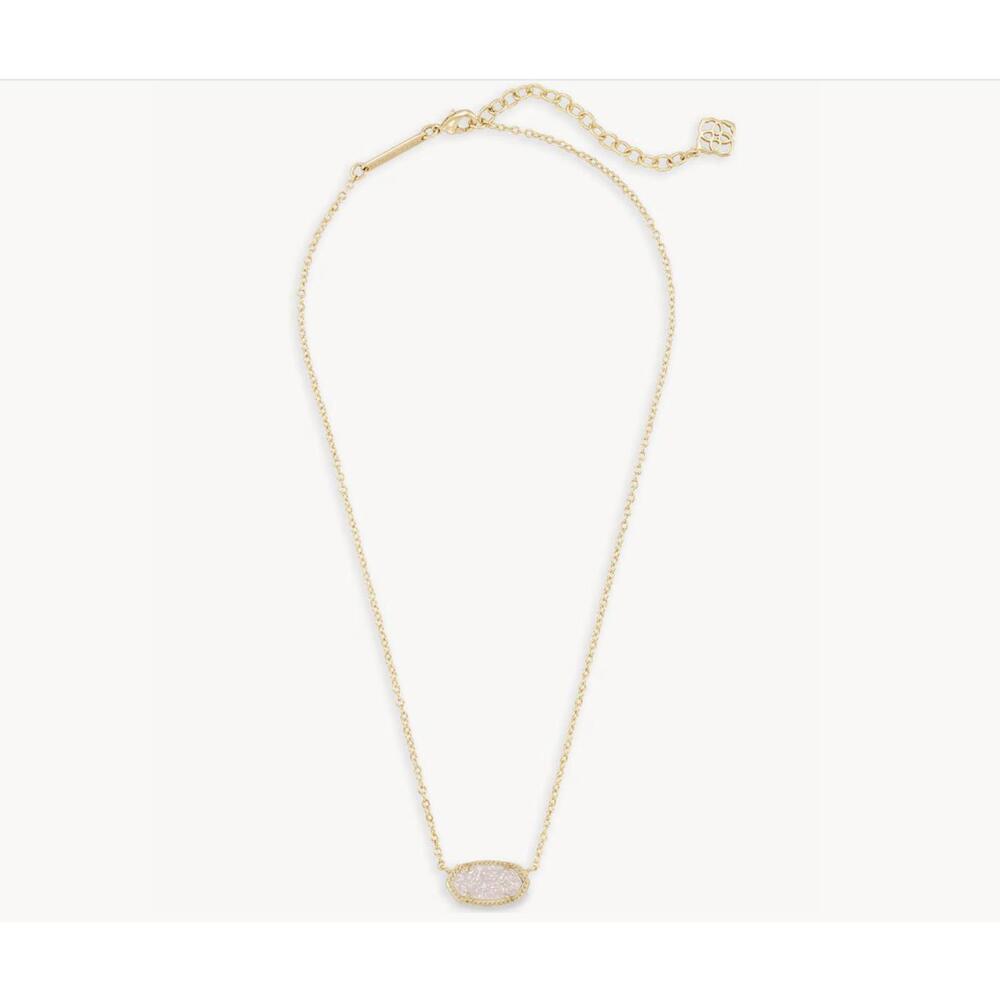 Kendra Scott Elisa Iridescent Drusy Crystal Pendant Necklace 14K GP - Picture 4 of 7